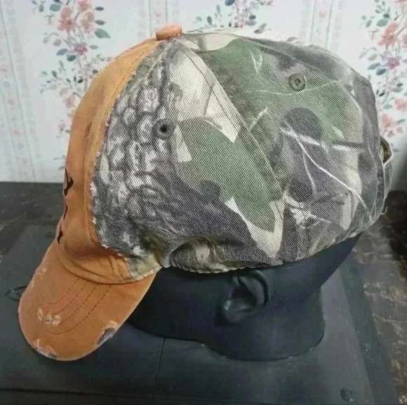 Duck Dynasty CAMO HAPPY Happy Happy Cap Adjustable Strap Back Distressed Casual - Picture 3 of 8